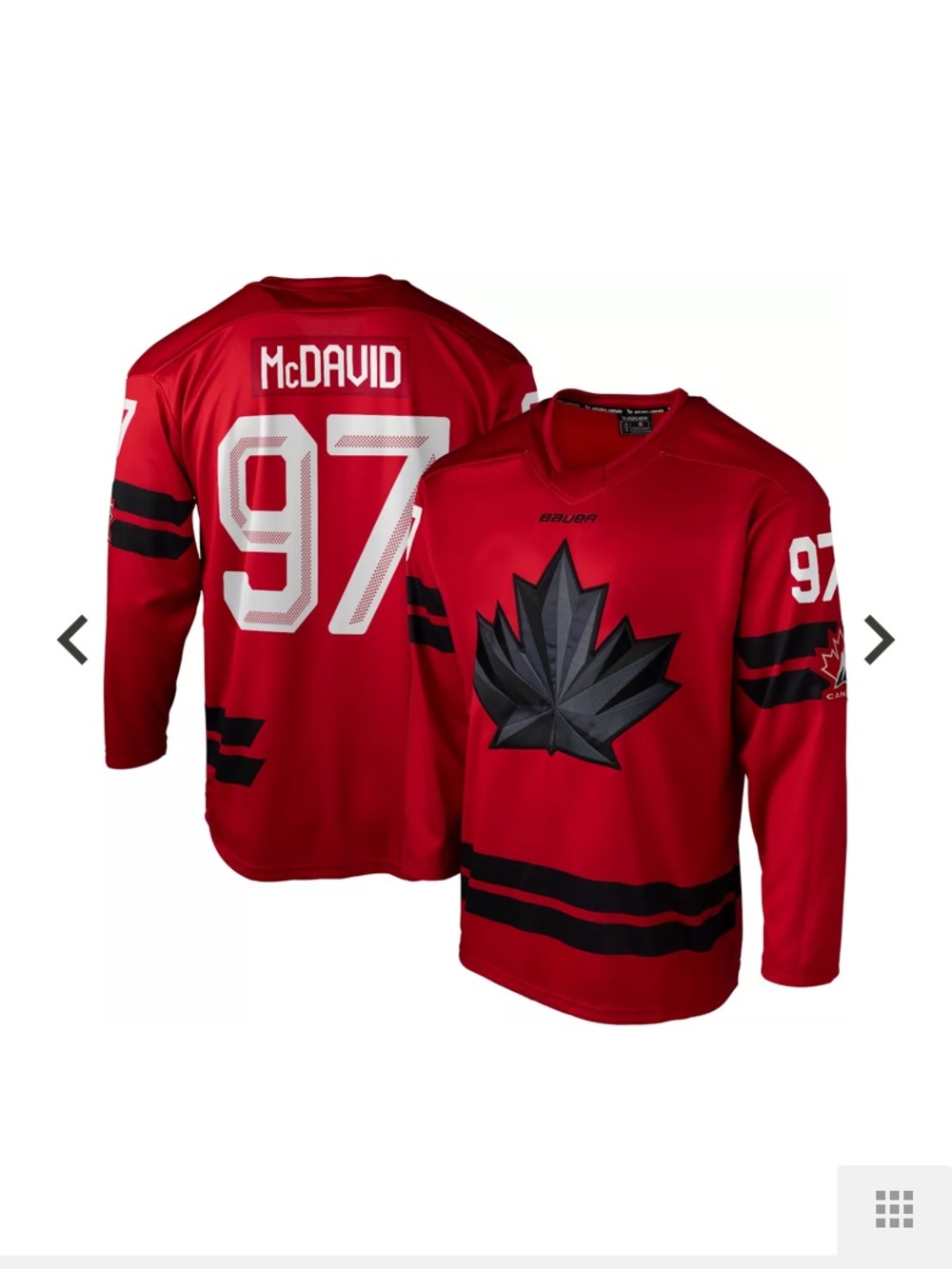 Men's Hockey Canada Connor McDavid Bauer Hockey Red 2026 Semi Pro Jersey